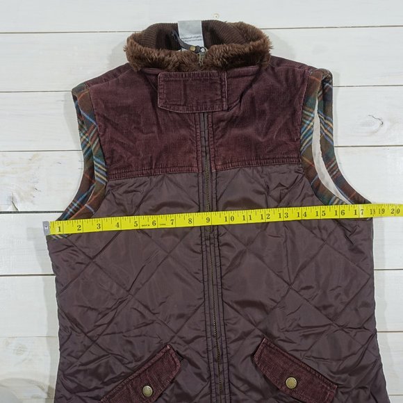 CAbi #694 Brown Quilted Vest Corduroy Trim Medium - Picture 8 of 9